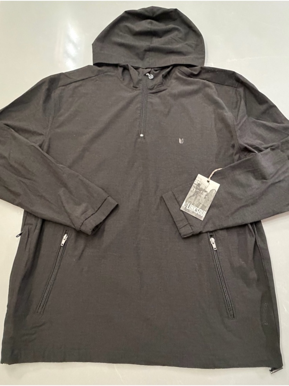 Linksoul Black Lightweight Hooded Half-Zip Shirt Jacket